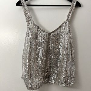 Zara Silver Sequined Tank